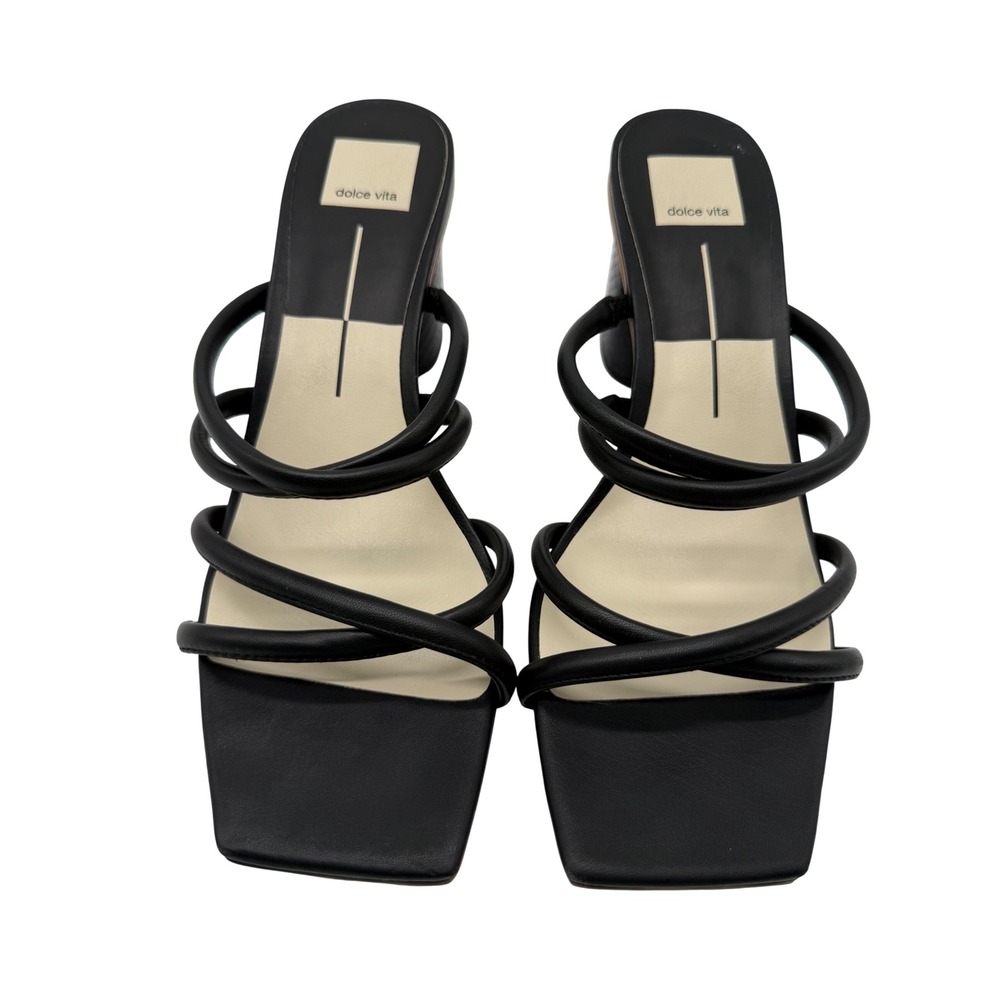 Dolce Vita Noles Sandals Womens 9.5 Black Excellent Block Heel Square Toe Straps